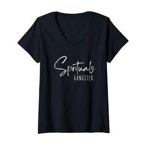 NWOT Spiritual Gangster Black Short Sleeve V-Neck T-Shirt Women's Size Medium